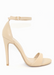  Ali Heels in nude has a buckle on the ankle and cover heel in the back as well as thick to thin and thick again for secure and comfort.
