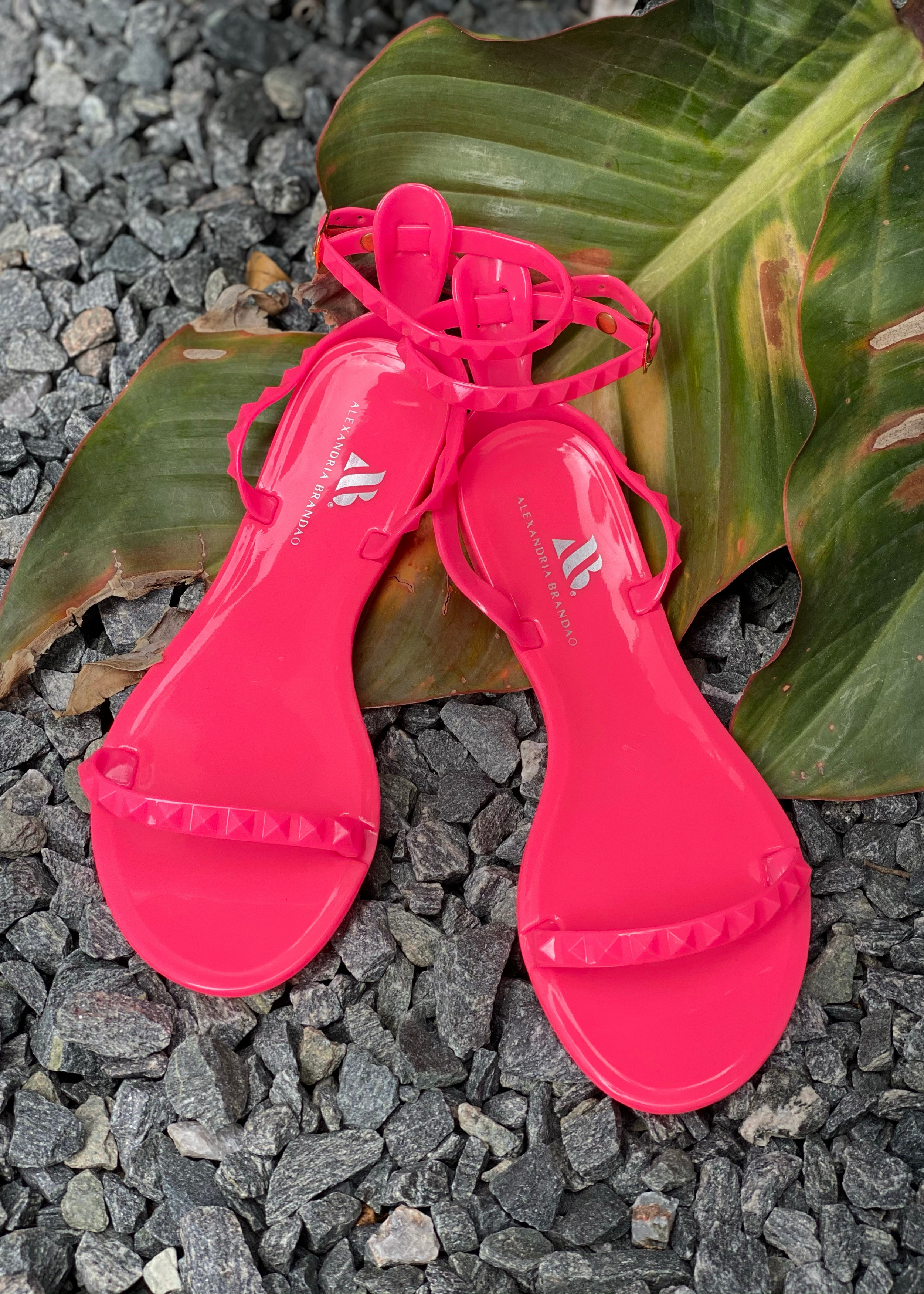 Aria Neon Pink everyday jelly sandals.