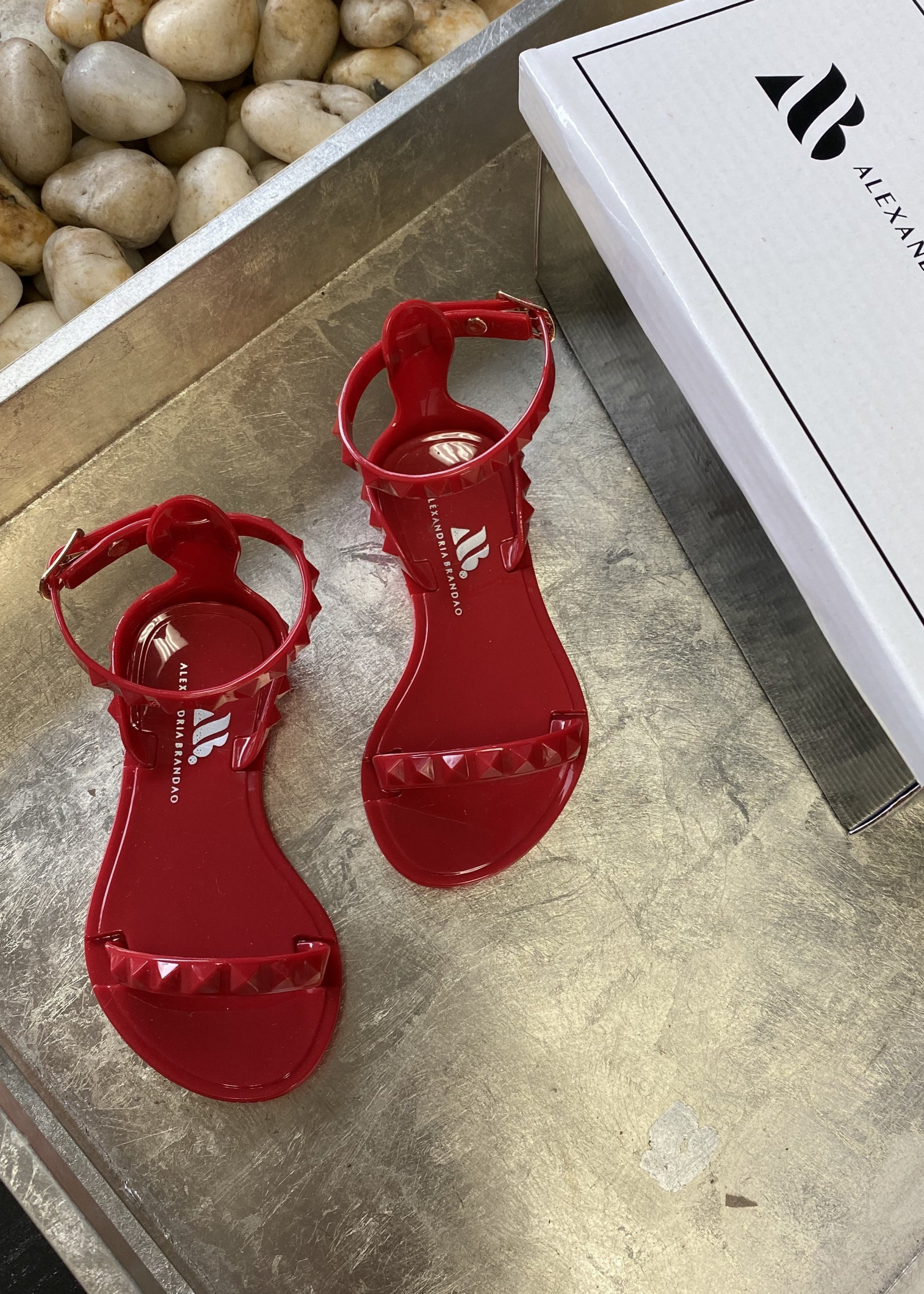 Aria Studded water proof jelly Sandals in Scarlet for kids!