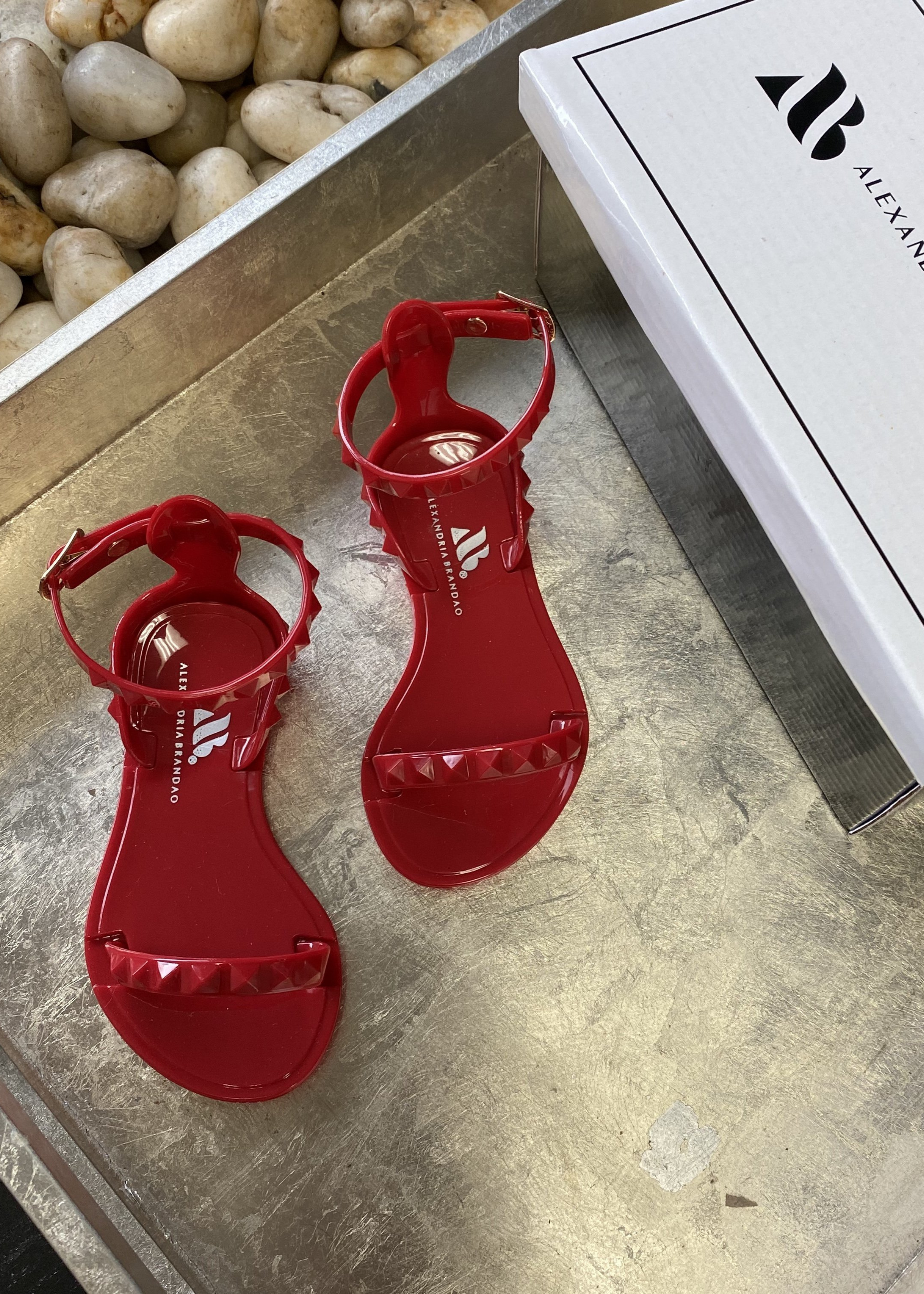 Aria  Studded water proof jelly Sandals in Scarlet for kids!