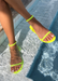 Water proof Aria Neon yellow jelly sandals.