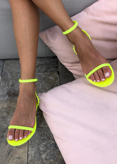 Women's Aria Neon yellow waterproof jelly sandals by Alexandria Brandao shoes.