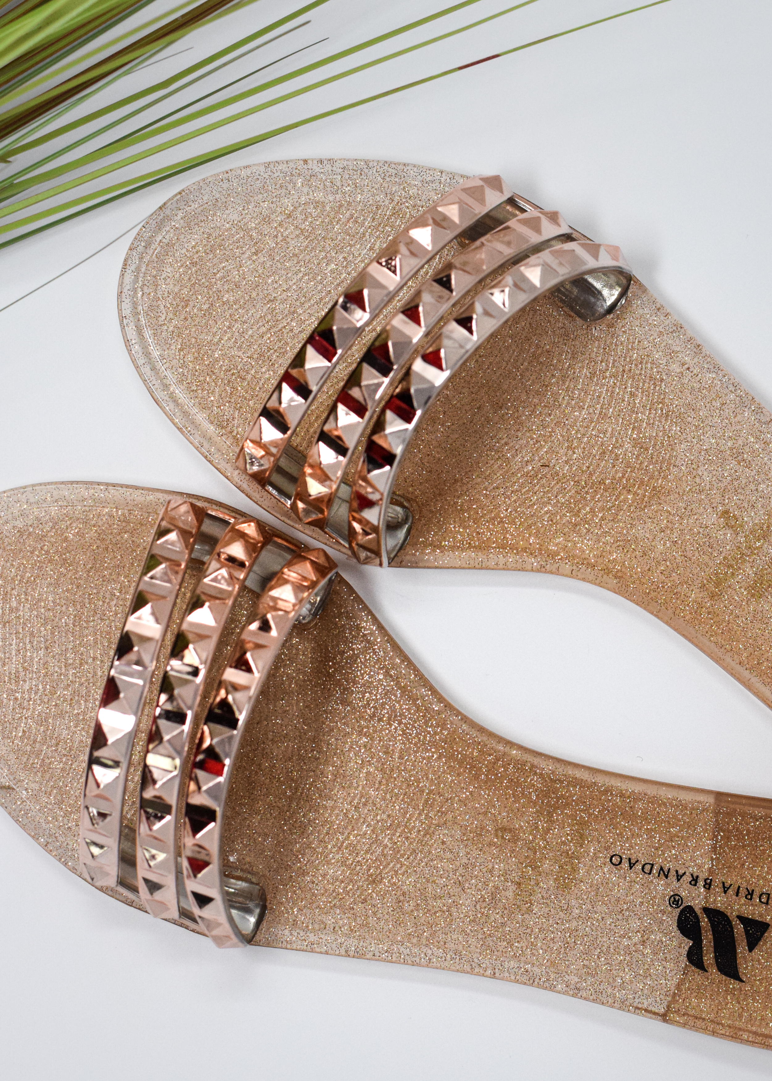 SHOES BY ALEXANDRIA BRANDAO ARIA B ROSE GOLD SLIDES
