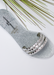 SHOES BY ALEXANDRIA BRANDAO ARIA B SILVER GLITTER STUDDED STRAP SANDALS AND FASHION SLIDES