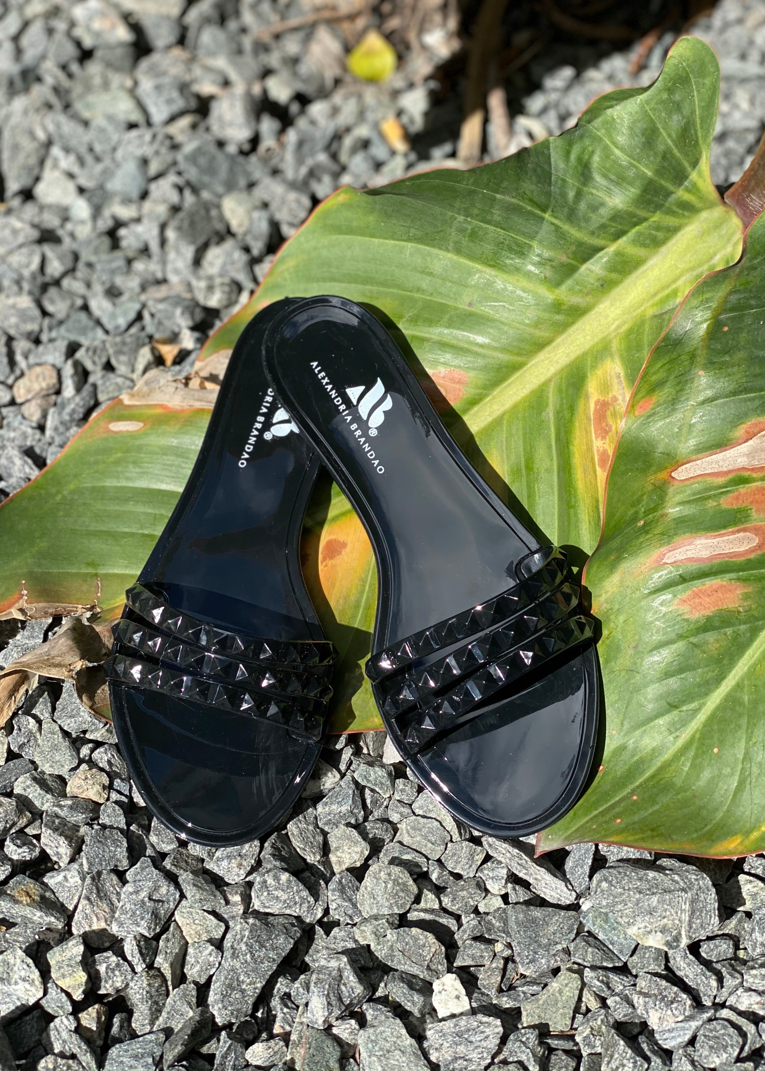 Aria B Jelly Black Slide Sandals Shoes by Alexandria Brandao