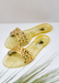 Light Gold THREE STRAP JELLY STUDDED STRAPS IN THE FRONT SLIP ON SANDALS