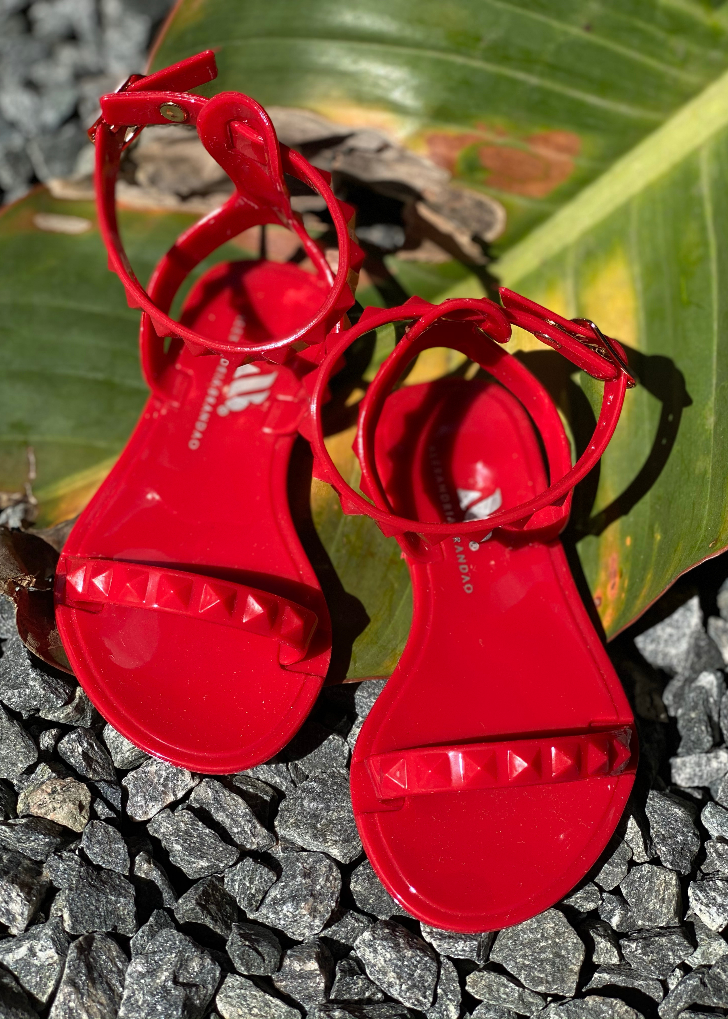 Red jelly shoes hotsell