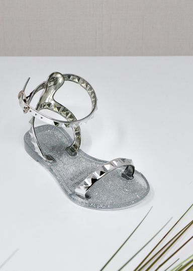 SHOES BY ALEXANDRIA BRANDAO ARIA KIDS SILVER SANDALS