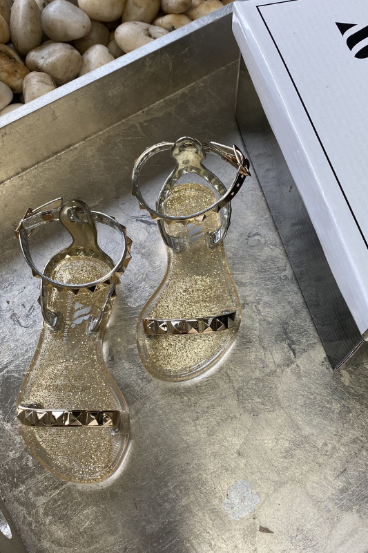 LIGHT GOLD JELLY STUD SANDAL BY SHOES BY Alexandria Brandao. MOMMY AND ME SHOES FOR MOMMY AND ME OUTFITS