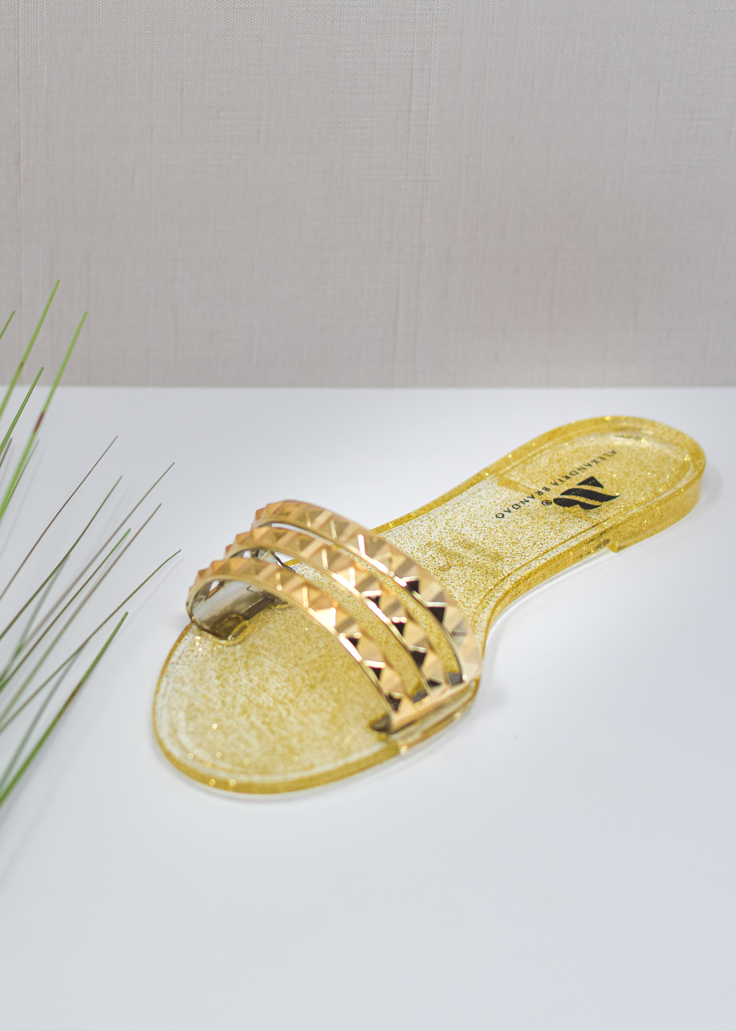 SHOES BY ALEXANDRIA BRANDAO light gold glitter jelly waterproof sandal and summer sandal 