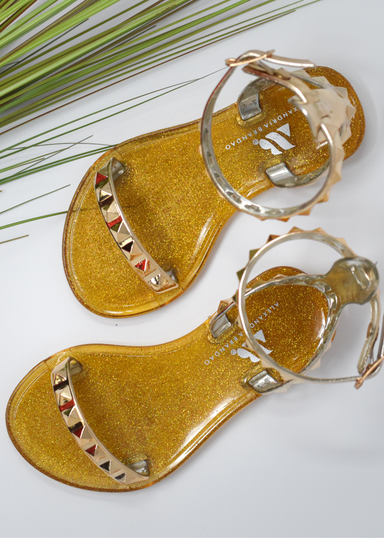 SHOES BY ALEXANDRIA BRANDAO ARIA KIDS DARK GOLD SANDALS