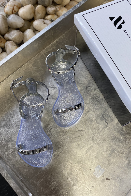 Silver glitter top jelly sandals