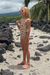 LITTLE GIRL IN BATHING SUIT WEARING NUDE WATERPROOF BEACH SANDALS BY SHOES BY Alexandria Brandao. MOMMY AND ME MATCHING NUDE JELLY BEACH SHOES