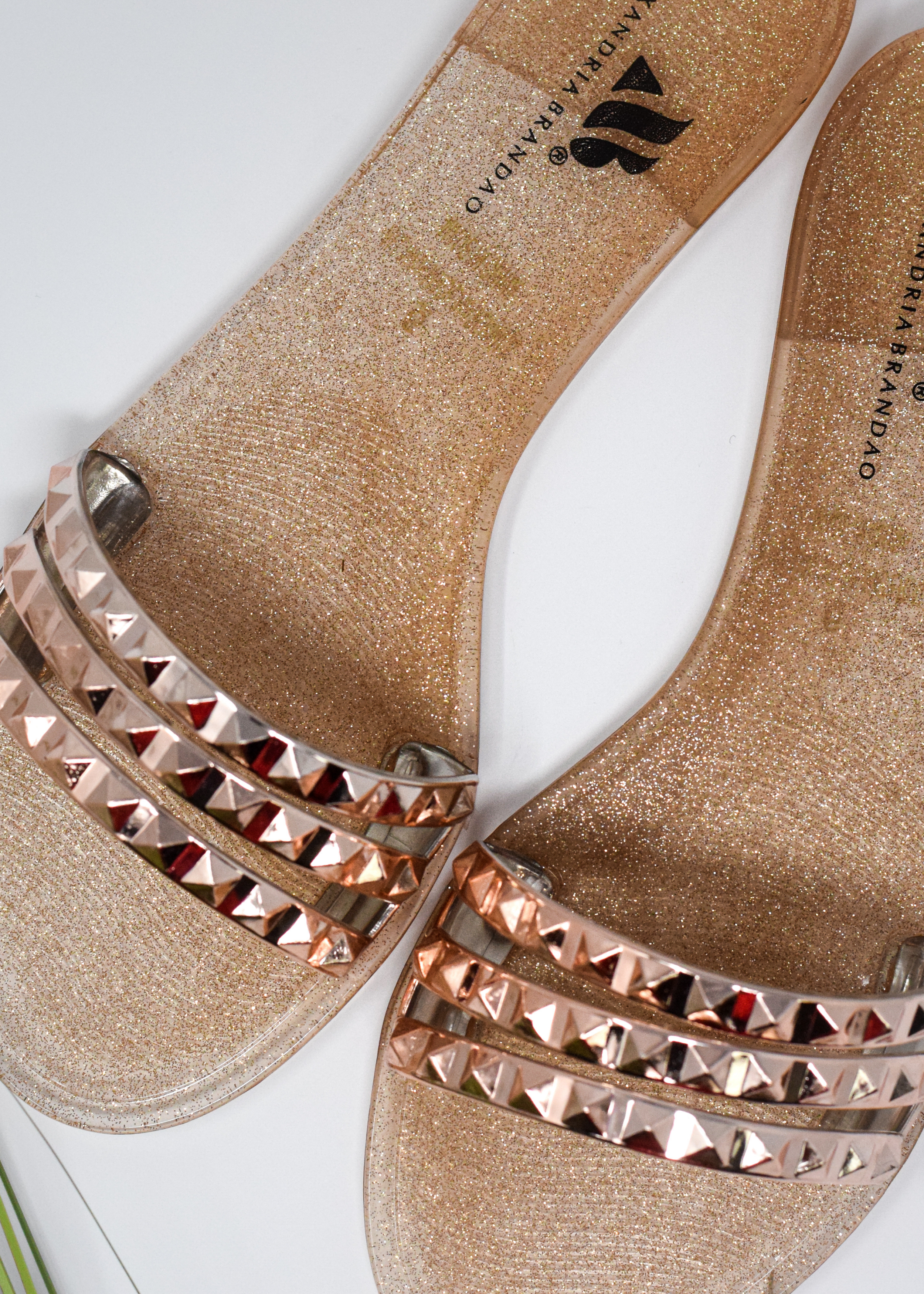 SHOES BY ALEXANDRIA BRANDAO ARIA B ROSE GOLD SLIDES