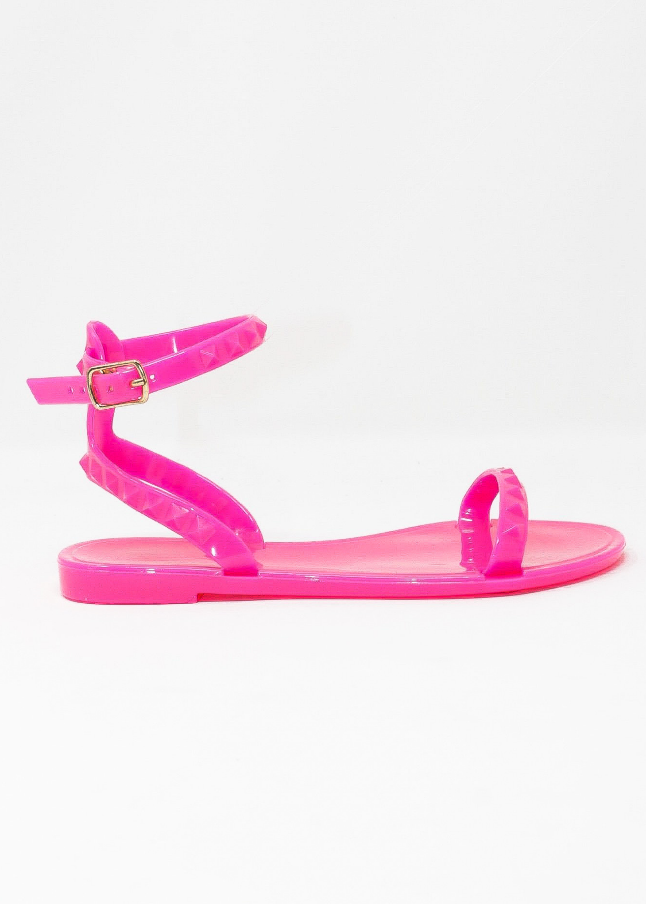 Neon pink sandals deals flat