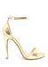 ALI in gold that is picture above for a better view. Ali Heels in gold that has a buckle on the ankle and cover heel in the back as well as thick to thin and thick again for secure and comfort