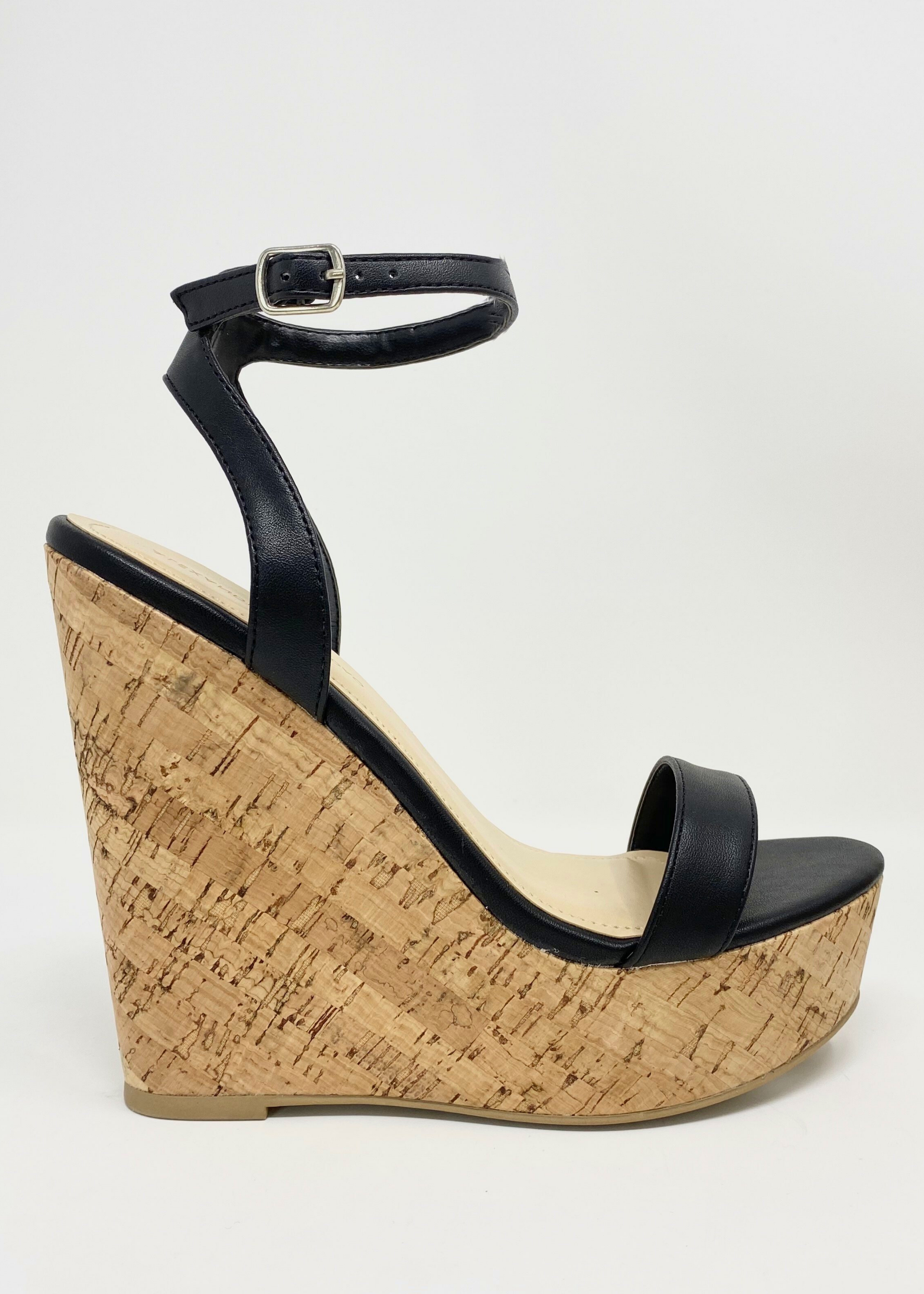 Women's black cork wedge! women's black wedge, Amora wedge by Alexandria Brandao Shoes.