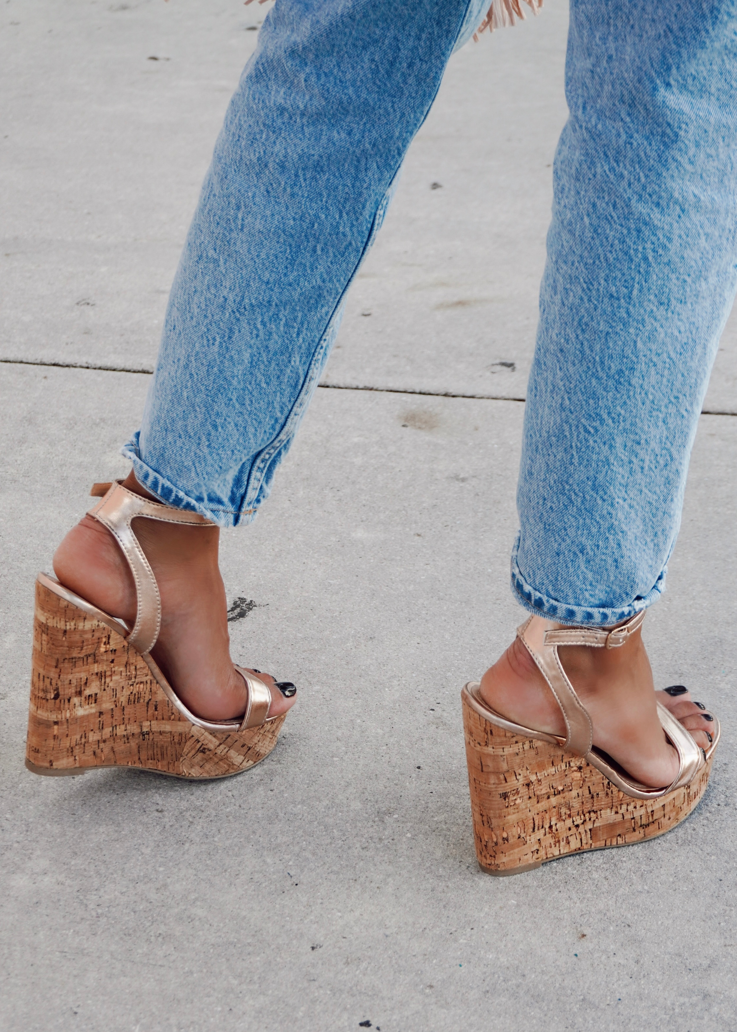 Rose gold 2025 wedges closed toe