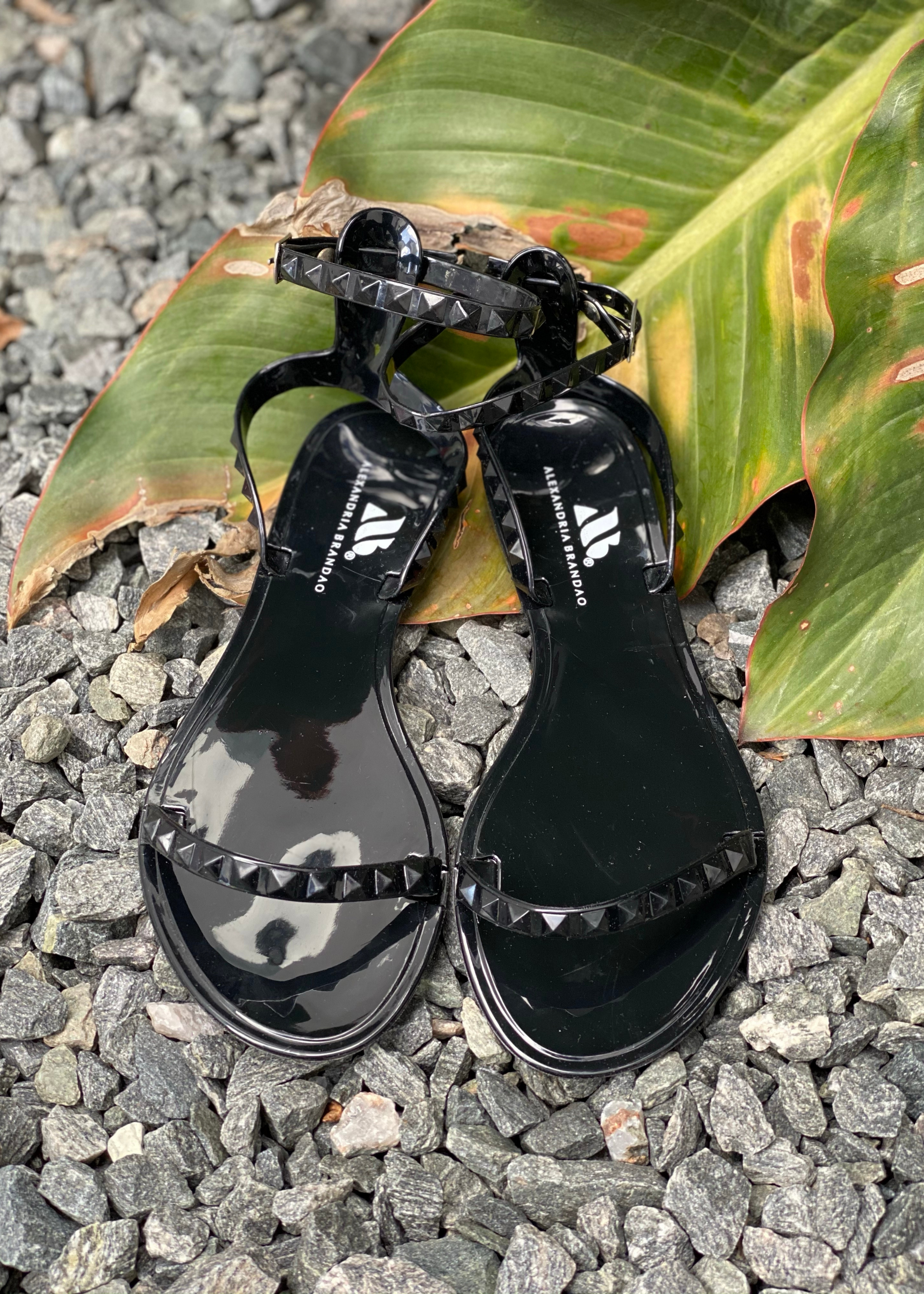 Women's Aria waterproof jelly sandal in Black. Front view