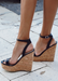 Women's black cork wedge, AMORA