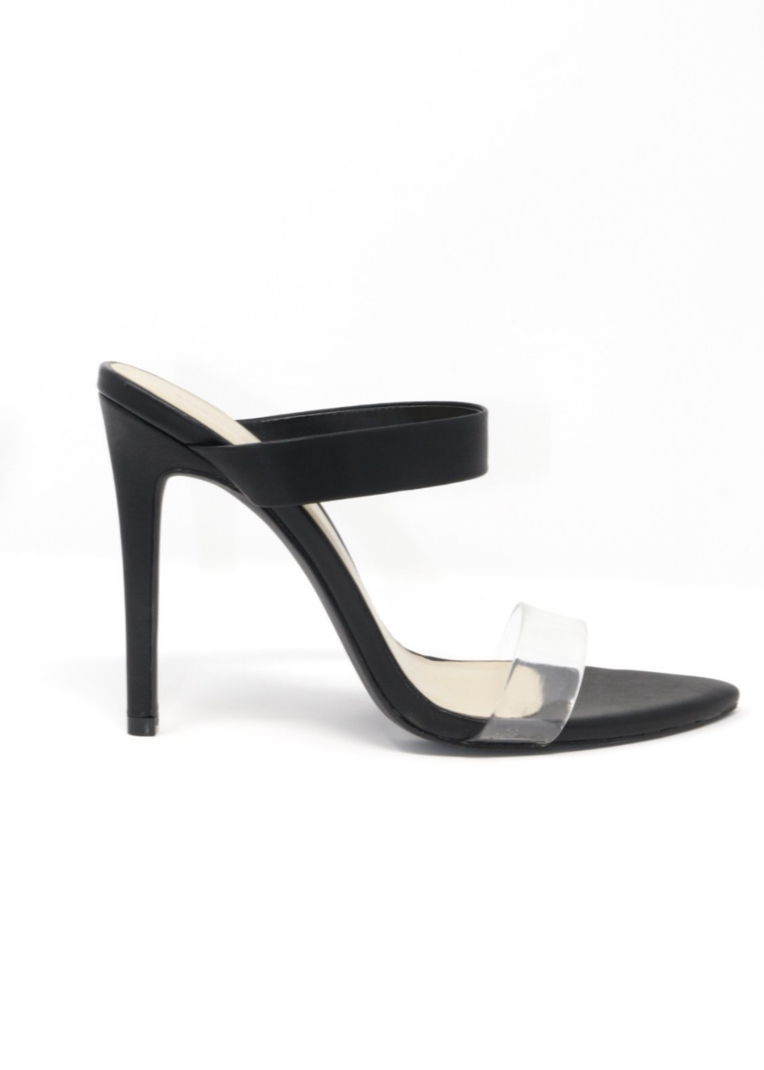 Audrey Heels with Clear Strap in Black 