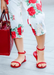 Close up of @gracesfunhouse in our water proof scarlet jelly sandals.