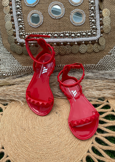 Aria Jelly Studded Sandals in Scarlet for kids!