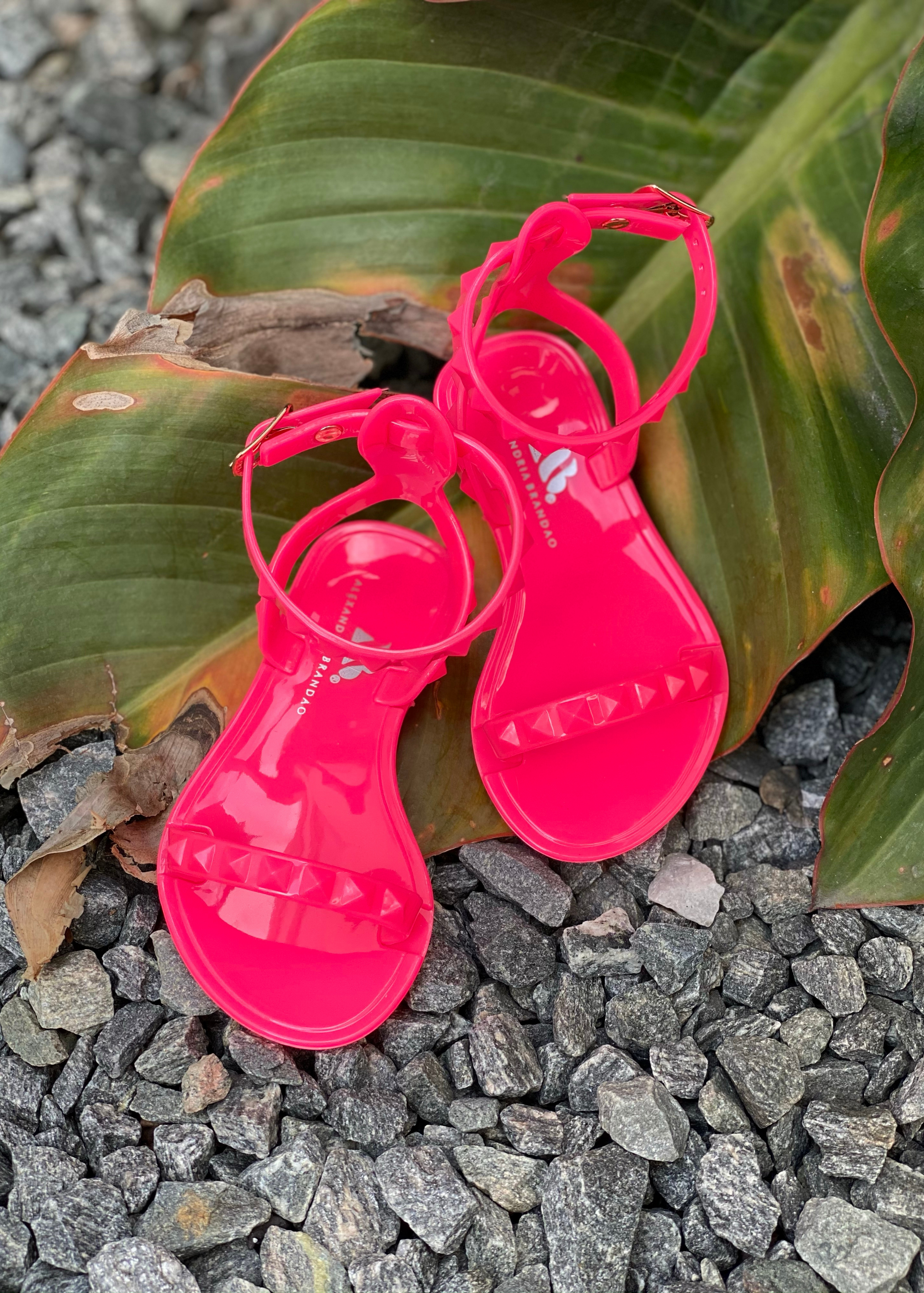 Hot pink jelly sandals hotsell