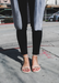 @karla_jordan3 wearing Aria sandals in Nude and a cute stylish outfit. Front view