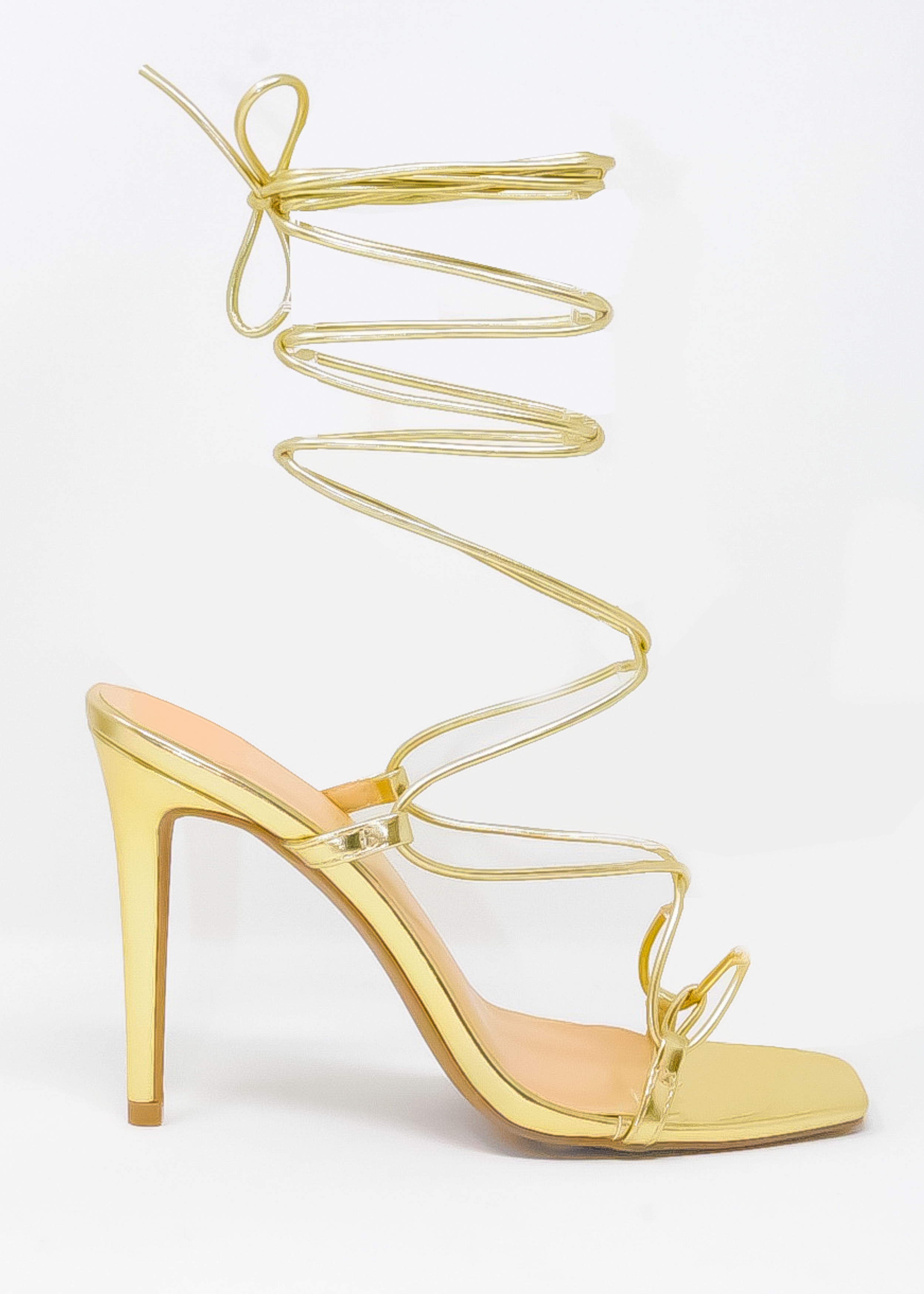 Ana women's metallic gold tie up heel sandals