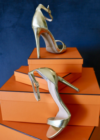Buy DolphineGirl Women Golden Glittle Peep Toe High Heels Wedding Bridal  Bridesmaid Sandals Stiletto Evening Pumps Party Shoes SM00604 Online at  desertcartINDIA