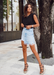 @carlanunez_  wearing Astrid in black for a beautiful day out in a jean skirt and black top.
